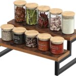 Rustic Wood Spice Rack Shelf for Storing Spices, Jars, and Condiments