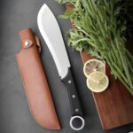 Stainless steel kitchen cleaver knife with wooden handle for precise chopping
