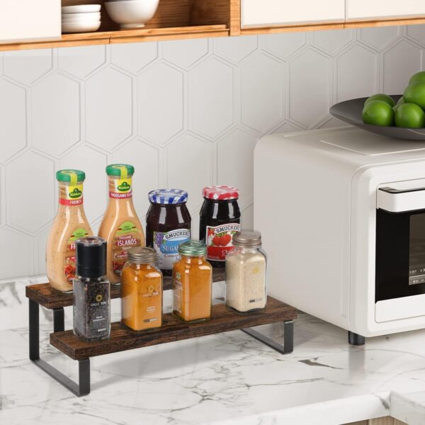 Elegant Wood Spice Rack Shelf for Home and Restaurant Kitchens
