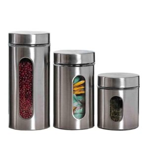 Stainless steel plated glass kitchen canister for food storage