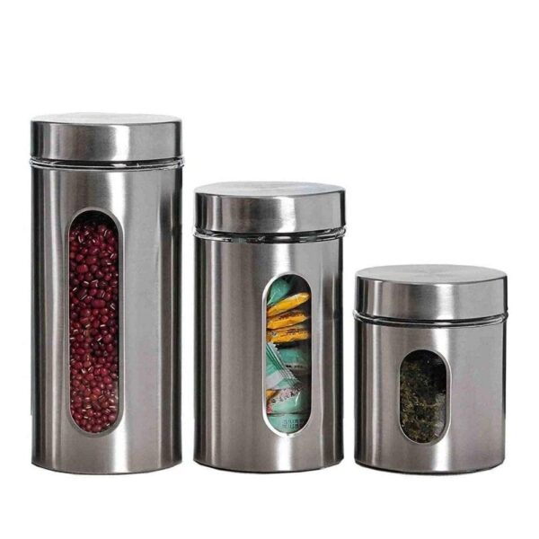 Stainless steel plated glass kitchen canister for food storage