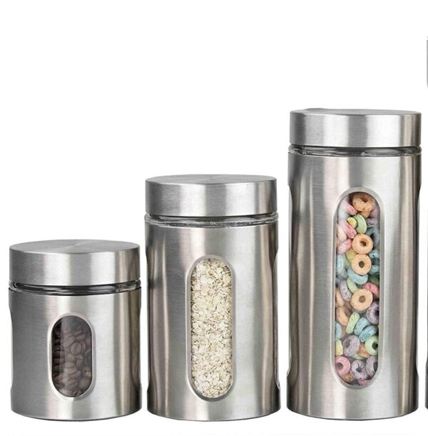 Heavy-duty glass storage canister with steel locking lid