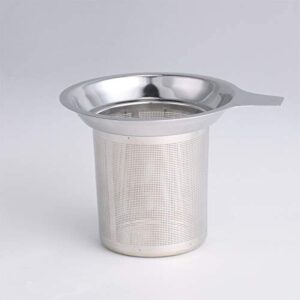 Stainless steel tea infuser with two handles for loose leaf brewing