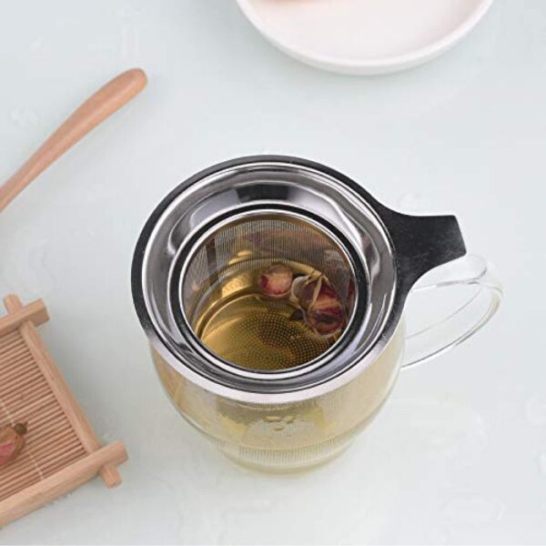 Professional-grade stainless steel tea strainer with handles
