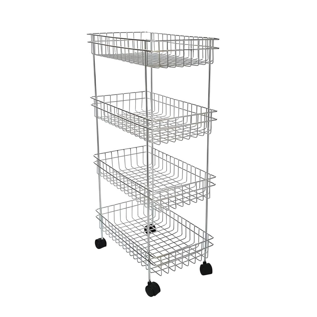 Stainless steel multipurpose kitchen trolley with portable floor-standing design