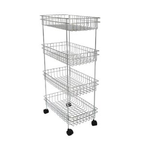 Stainless steel multipurpose kitchen trolley with portable floor-standing design