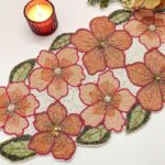 Handmade floral beaded seater table runner for dining table decoration