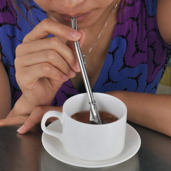 Stainless Steel Straw with Built-In Filter for Natural Tea Infusion