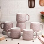 Lavender pebble ceramic tea cups set for elegant home serving