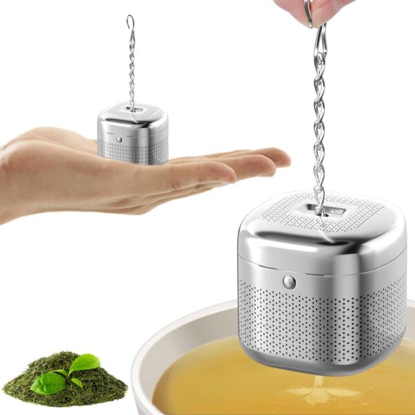 Tea Infuser Cube with Hook Chain – Fine Mesh Stainless Steel Strainer