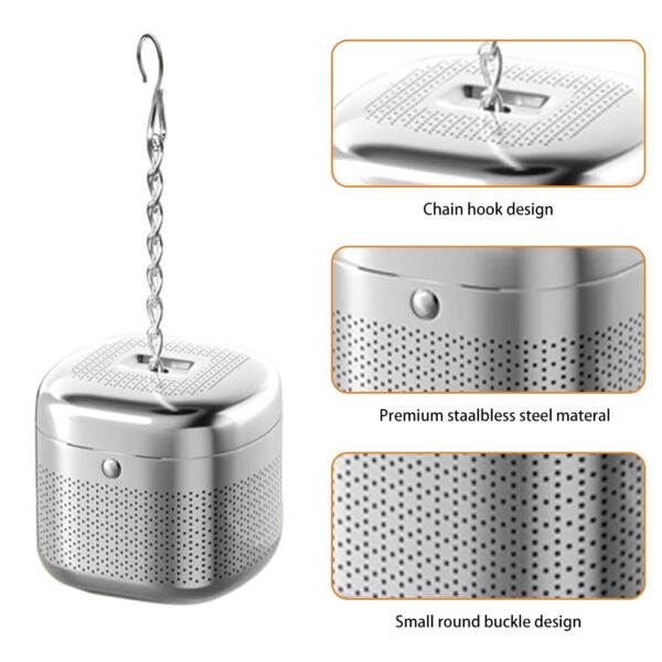 Easy-to-Clean Stainless Steel Tea Cube Infuser with Hook