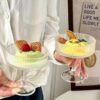 Modern European tall dessert glass with layered parfait