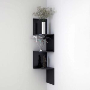 wooden 3 curved zigzag corner wall mount shelf unit for home decor