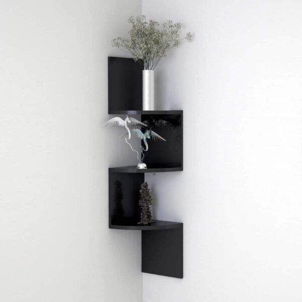 wooden corner wall mount zigzag shelf unit for home organization