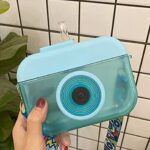 Cute camera shape water bottle with straw for kids