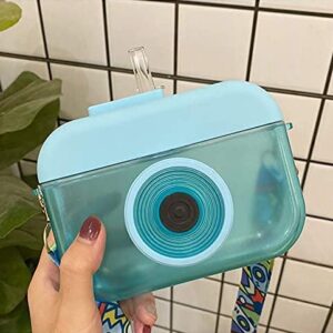 Cute camera shape water bottle with straw for kids
