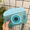 Unique camera shaped hydration bottle with lid and straw