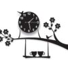 Creative tea and coffee cup themed clock with bird design