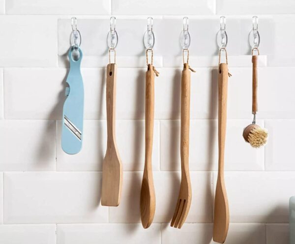 plastic 6 hook sticker strip hanger for bedroom and bathroom walls