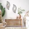 Artistic wooden leaf mirror for living room wall decoration