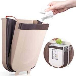 Compact collapsible wall-mounted trash can for kitchen cabinets