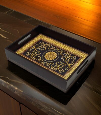 Rustic yet modern black craft wooden serving tray