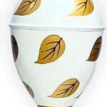 Elegant metal flower vase with hand-painted leaf design for home décor