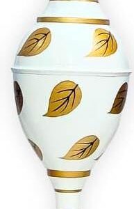 Elegant metal flower vase with hand-painted leaf design for home décor