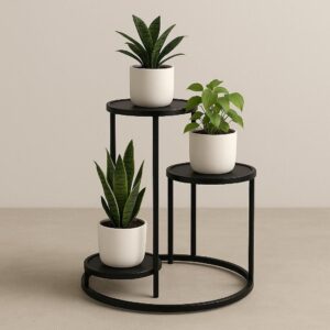 Modern round iron flower pot holder 3-tier metal plant stand