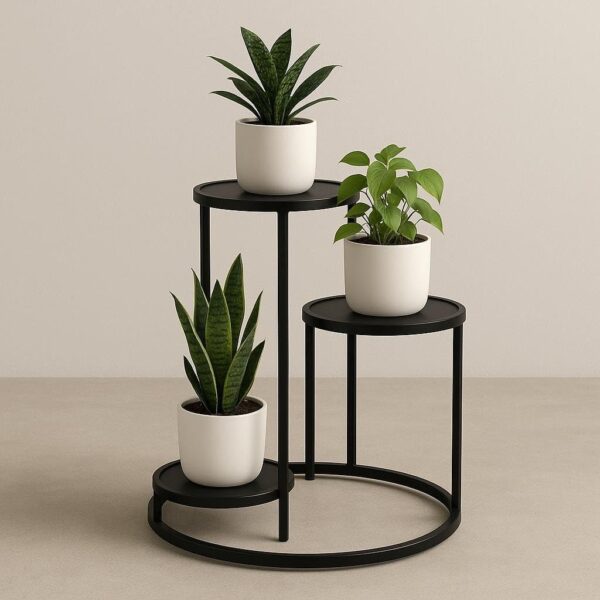 Modern round iron flower pot holder 3-tier metal plant stand