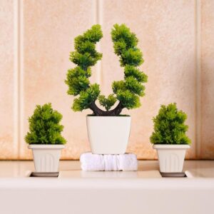 Artificial bonsai tree set of 3 for home and office decor