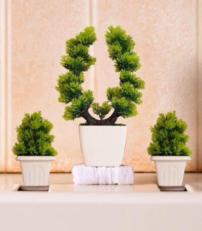 Artificial bonsai tree set of 3 for home and office decor