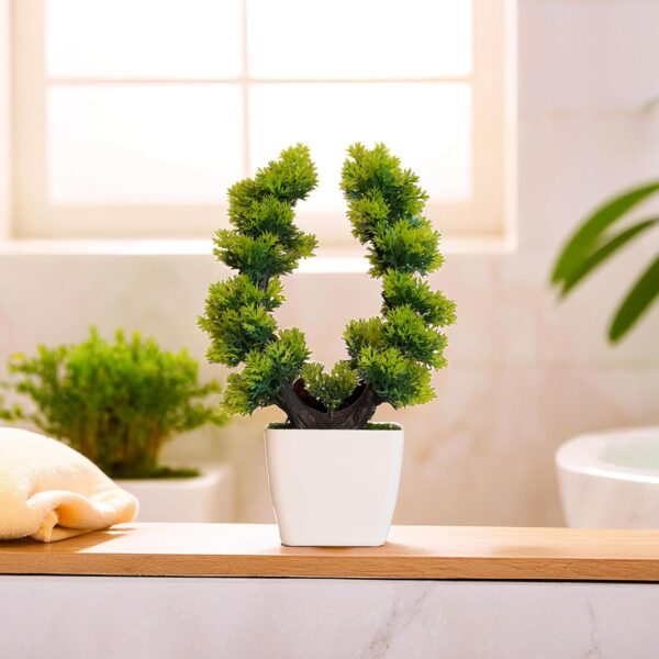 Artificial bonsai plant set of 3 with natural green leaves