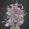 Artificial pink rose flower pot for indoor home décor