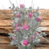 Small artificial pink flower pot for shelf décor