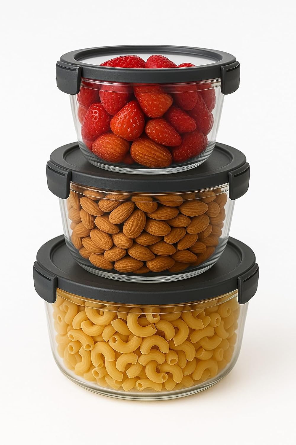 Airtight Food Storage Container Set 3 Piece Round Boxes Round airtight plastic food containers set ideal for kitchen storage