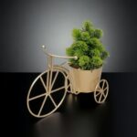 Antique finish metal planter with stand for indoor plants
