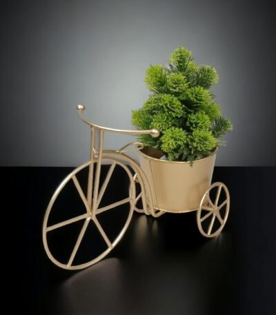 Antique finish metal planter with stand for indoor plants