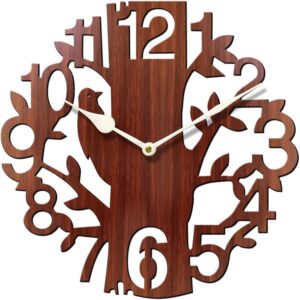 Brown wooden wall clock with classic analog display for home décor