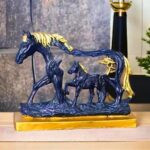 elegant horse with foal resin figurine for living room decor