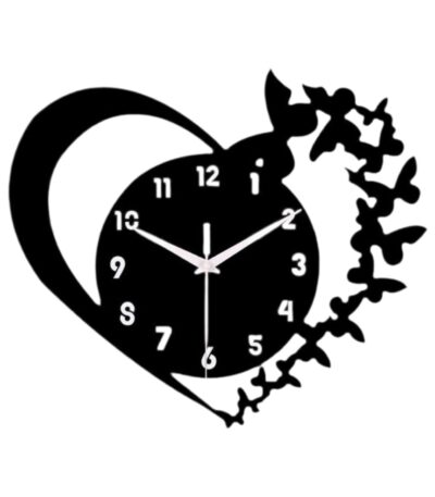 Heart butterfly creative acrylic wall clock with love theme home décor