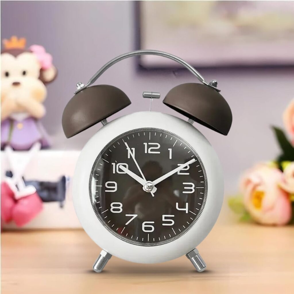Vintage twin bell alarm clock with classic retro design