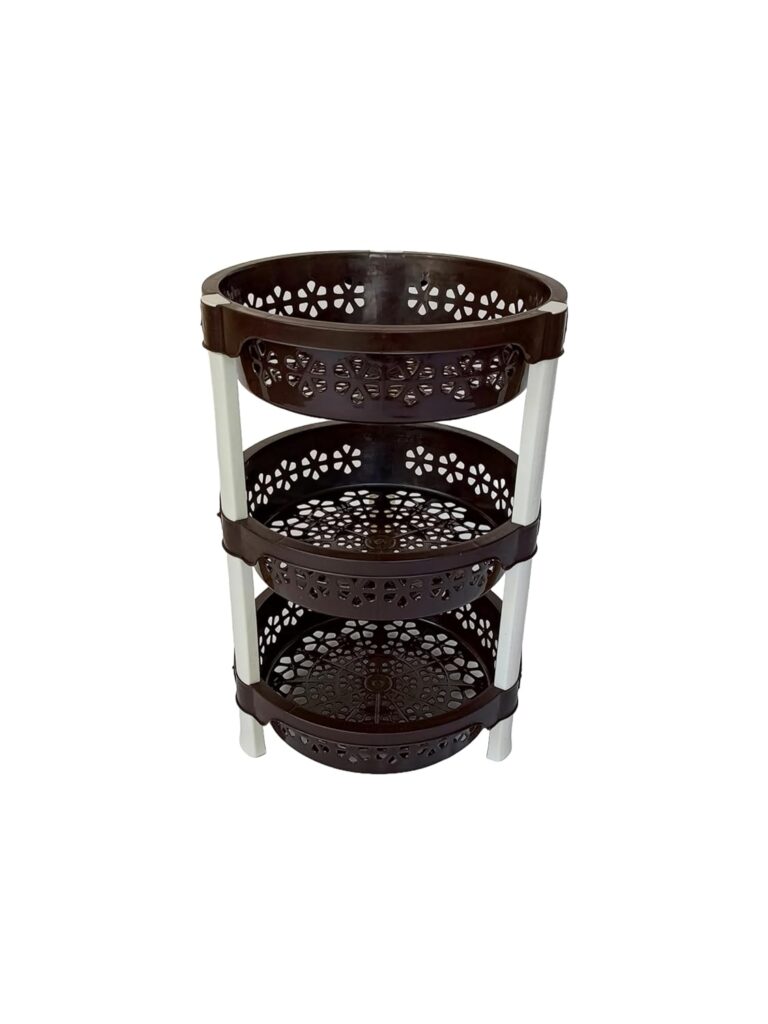 Shelf plastic basket rack for kitchen storage organisation