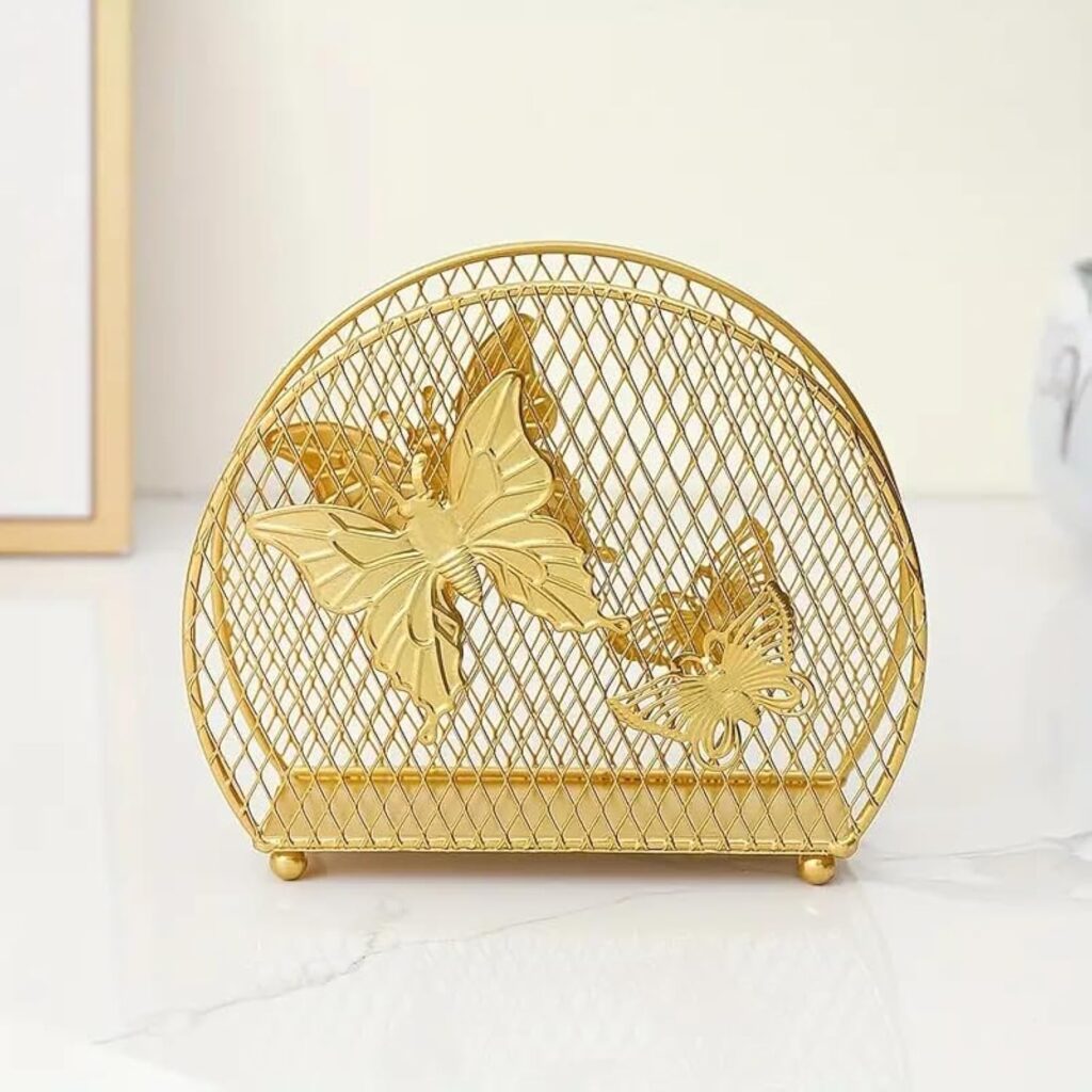 Metal butterfly napkin holder organizer for kitchen countertop