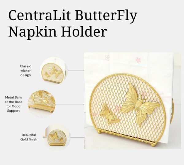 Butterfly motif napkin holder for modern and classic interiors