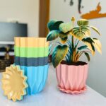 Crystal look plastic flower pot with matching tray for indoor plants