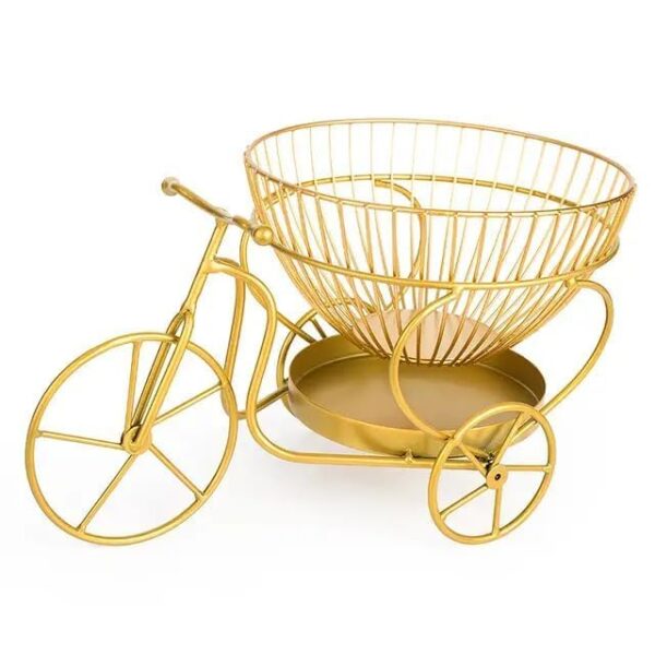Decorative bicycle fruit basket with multi-tier storage for kitchens