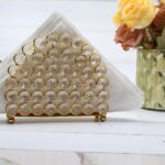 Crystal napkin paper holder with gold finish for dining table décor