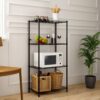4-shelf black metal kitchen cabinet for organized storage