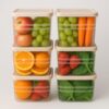 Multi use fridge organizer boxes for modern kitchen storage